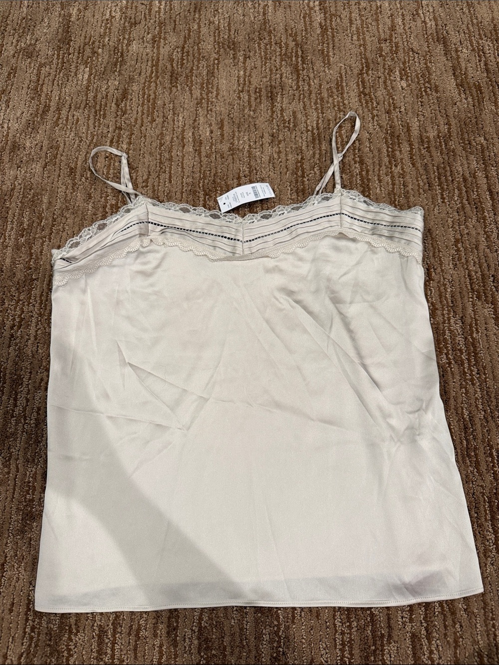 White House Black Market Cream Lace-Trim Camisole